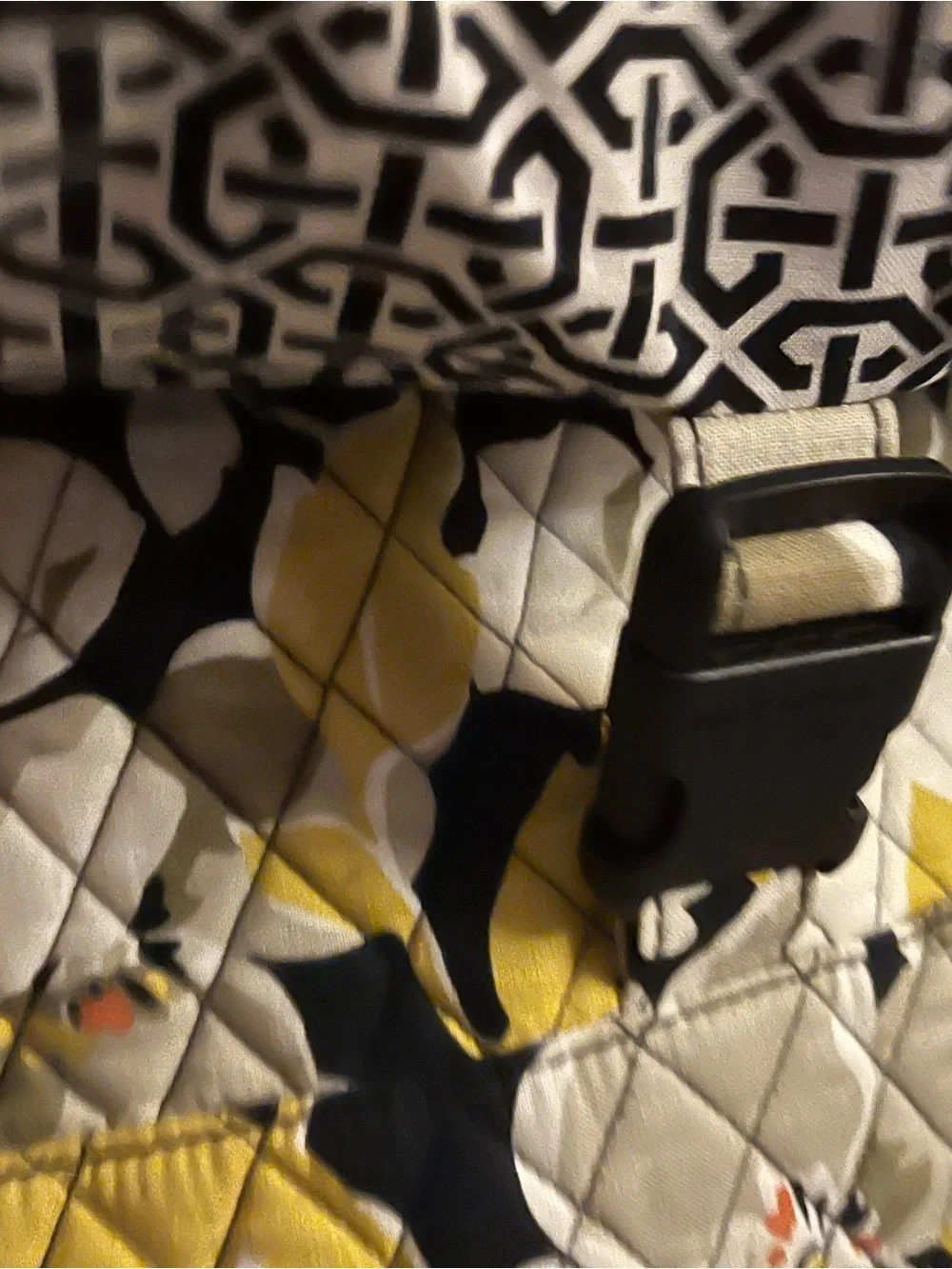 Vera Bradley Dogwood Black, Yellow & Cream Quilted Laptop Bag
